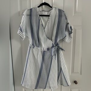 Sienna Sky Blue and White Striped Midi Dress